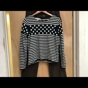 Anthropologie navy and white sweater